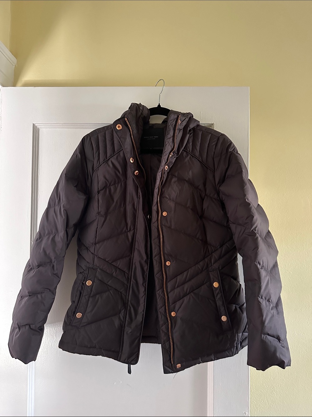 Marc New York Women's Quilted Hooded Puffer Jacket - Brown